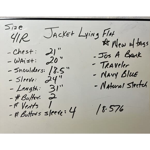 New Jos A Bank 41R Traveler Navy Blue Blazer Sport Coat Jacket - Picture 9 of 16